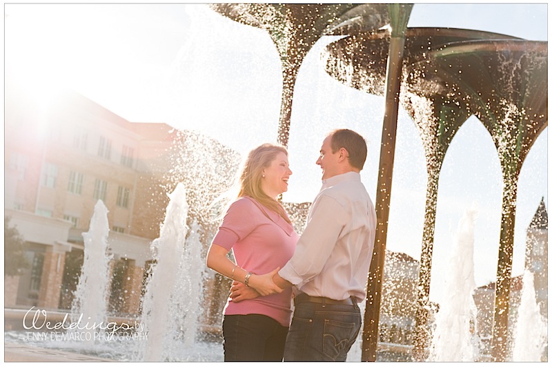 Frog fountain engagment photo Ft. Worth Wedding photography by Jenny DeMarco