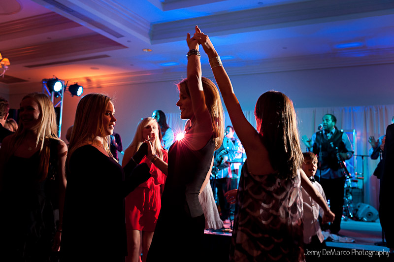 Guests dancing during the wedding reception at the Austin Country Club.