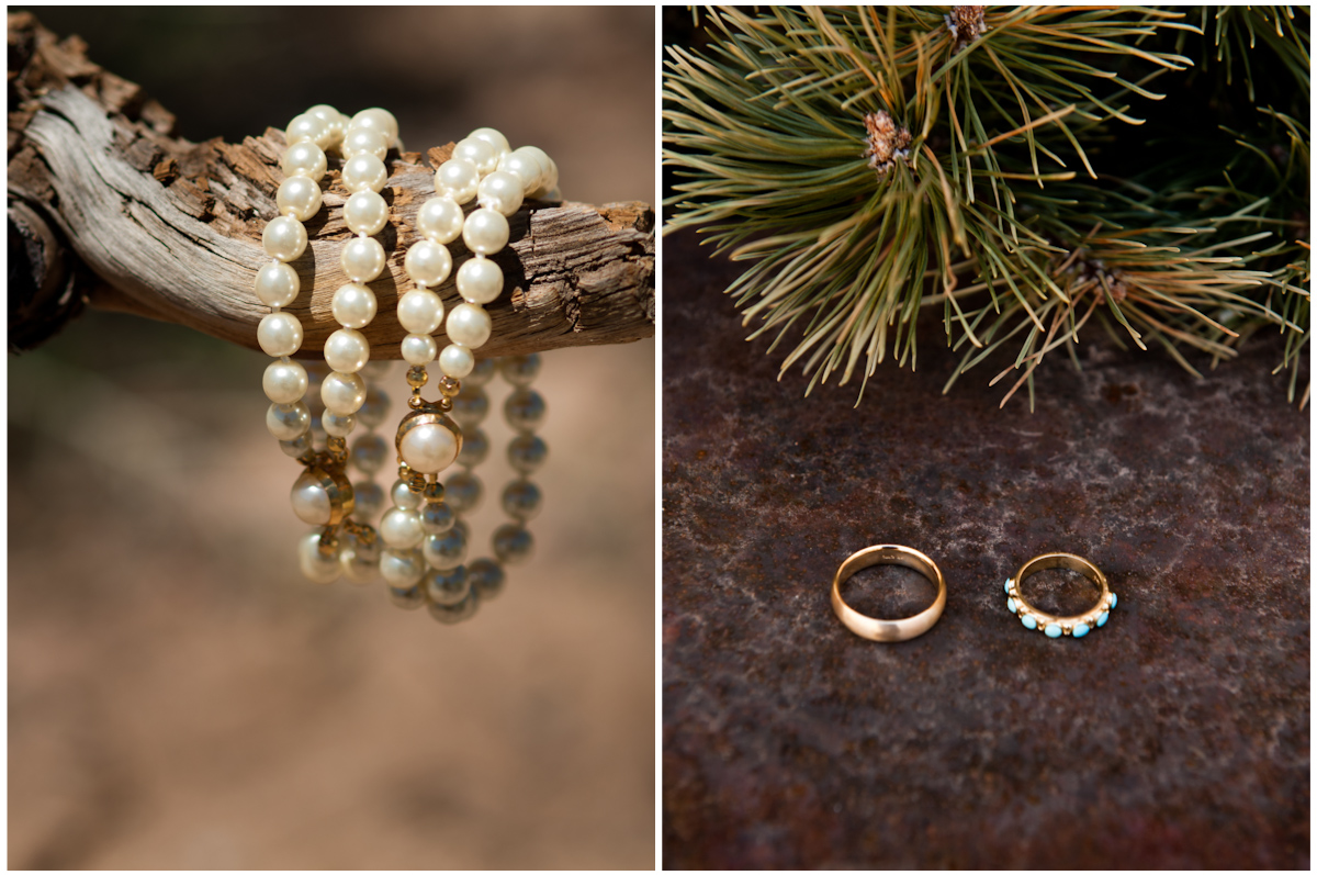 vintage peal braceletes and wedding rings