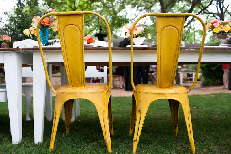 yellow metalic chairs retro quirky