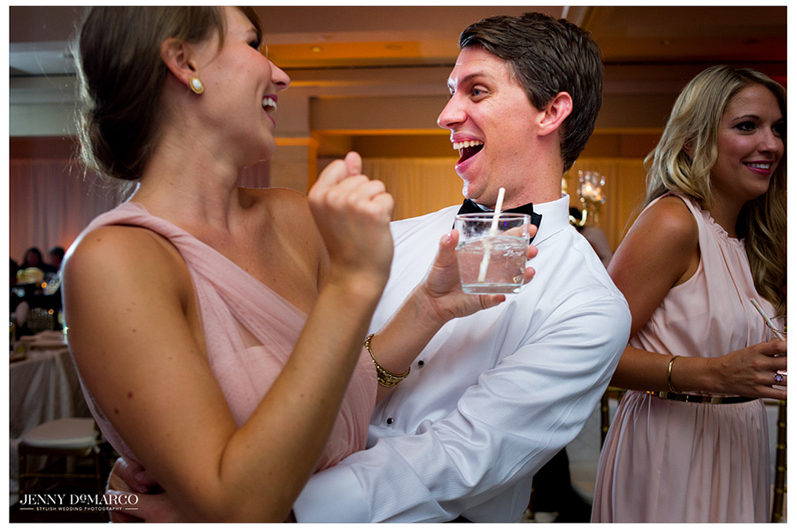 Couples drinking, dancing and celebrating the bride and groom in Austin. 