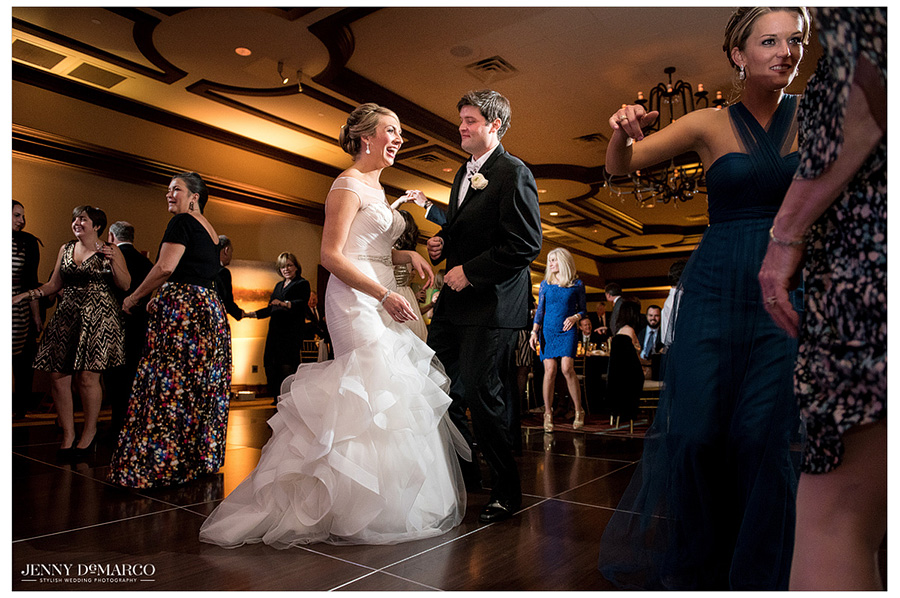 Bride and groom on the dance floor during their Country Club reception. 