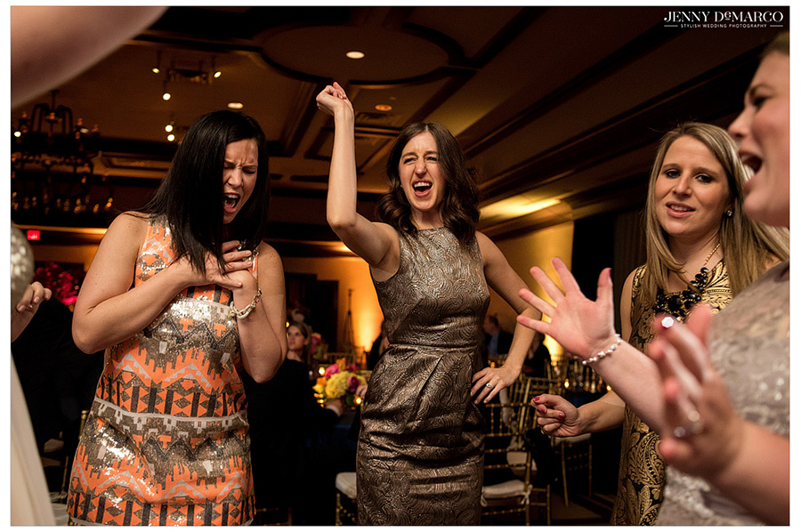 Austin wedding photographer captures guests having fun during Waco wedding reception.