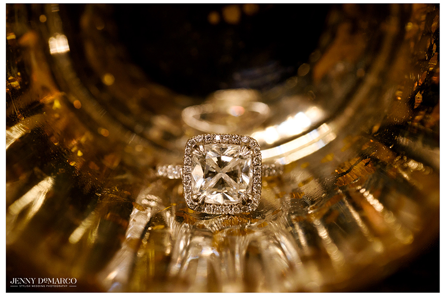 Detail shot of the bride's beautiful wedding ring. 