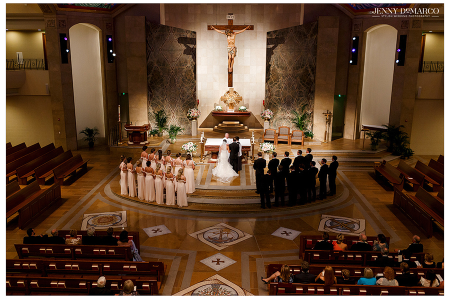 Birds eye view of the beautiful altar and church 
