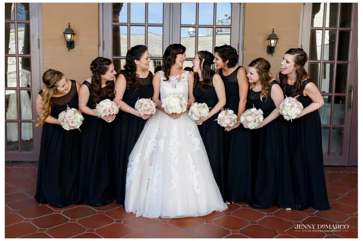 The bride and her bridesmaids.
