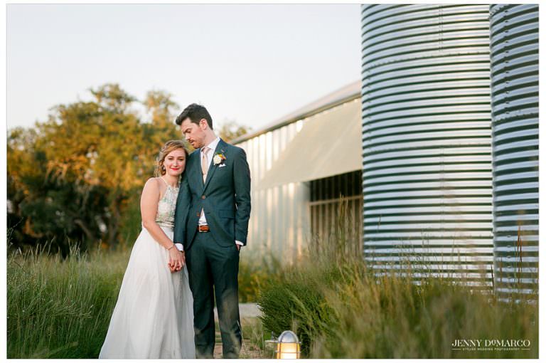 Sweet portrait of bride and groom before their reception at Prospect House