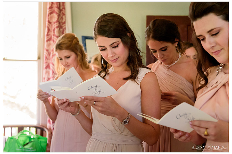 each bridesmaid reads her handwritten letter before seeing the bride