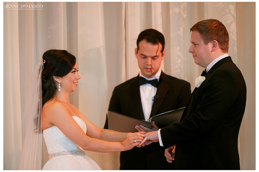 the bride and groom exchange vows
