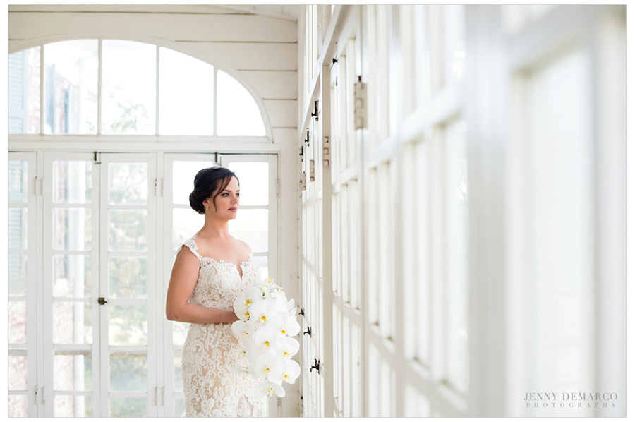 light and airy bridal portrait in the white garden room