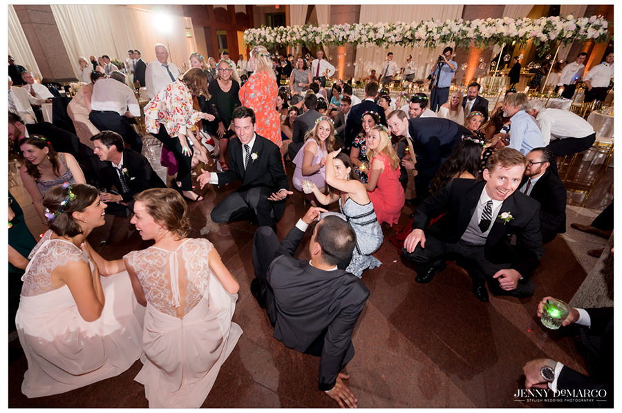 Guests getting low on the dance floor 