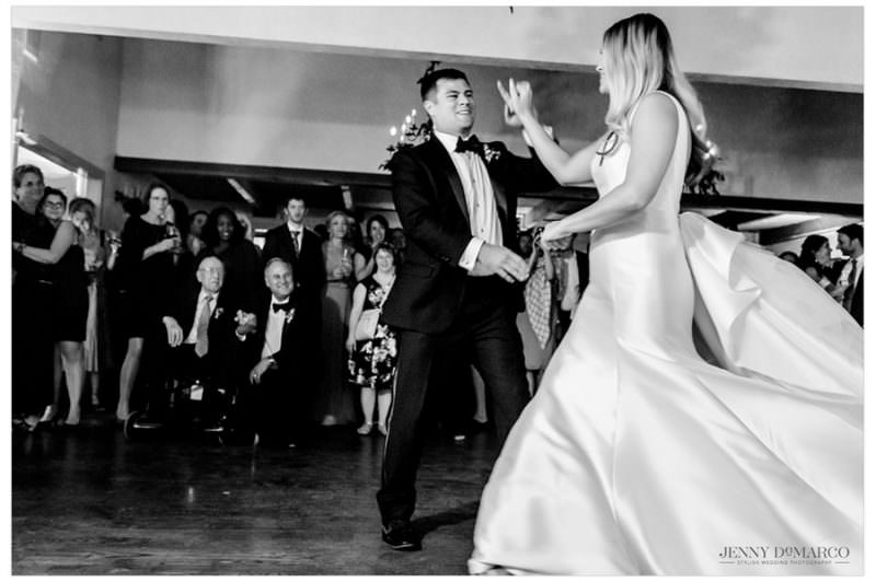 bride and grooms first dance as a married couple