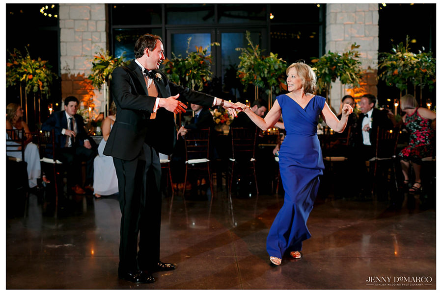 Groom dancing with his mother during the Mother Son dance. 