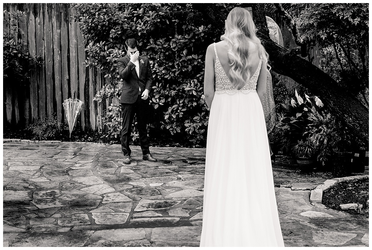 The groom teared up seeing his bride as she walked towards him. 
