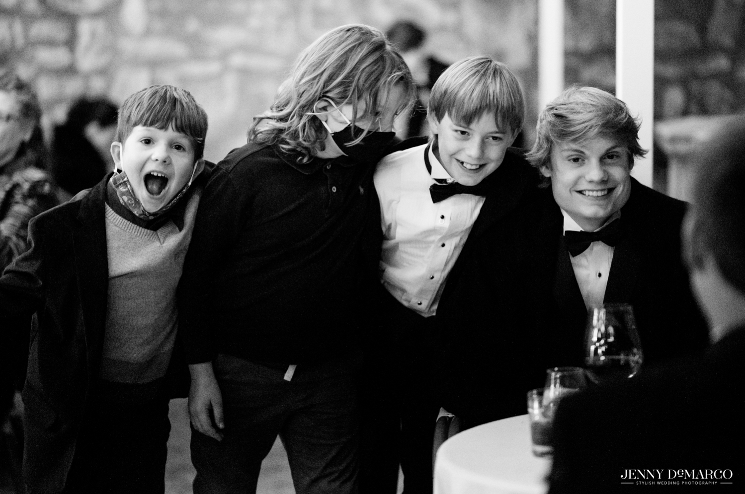 boys of the wedding laughing together