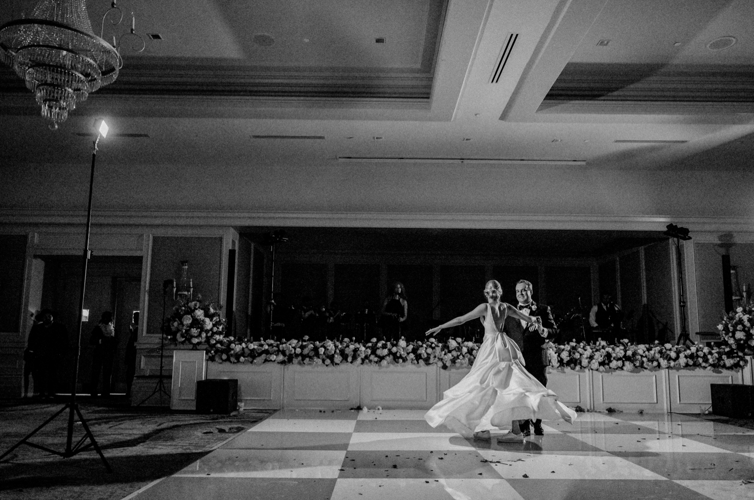bride and groom dancing on dance floor at the end of the night