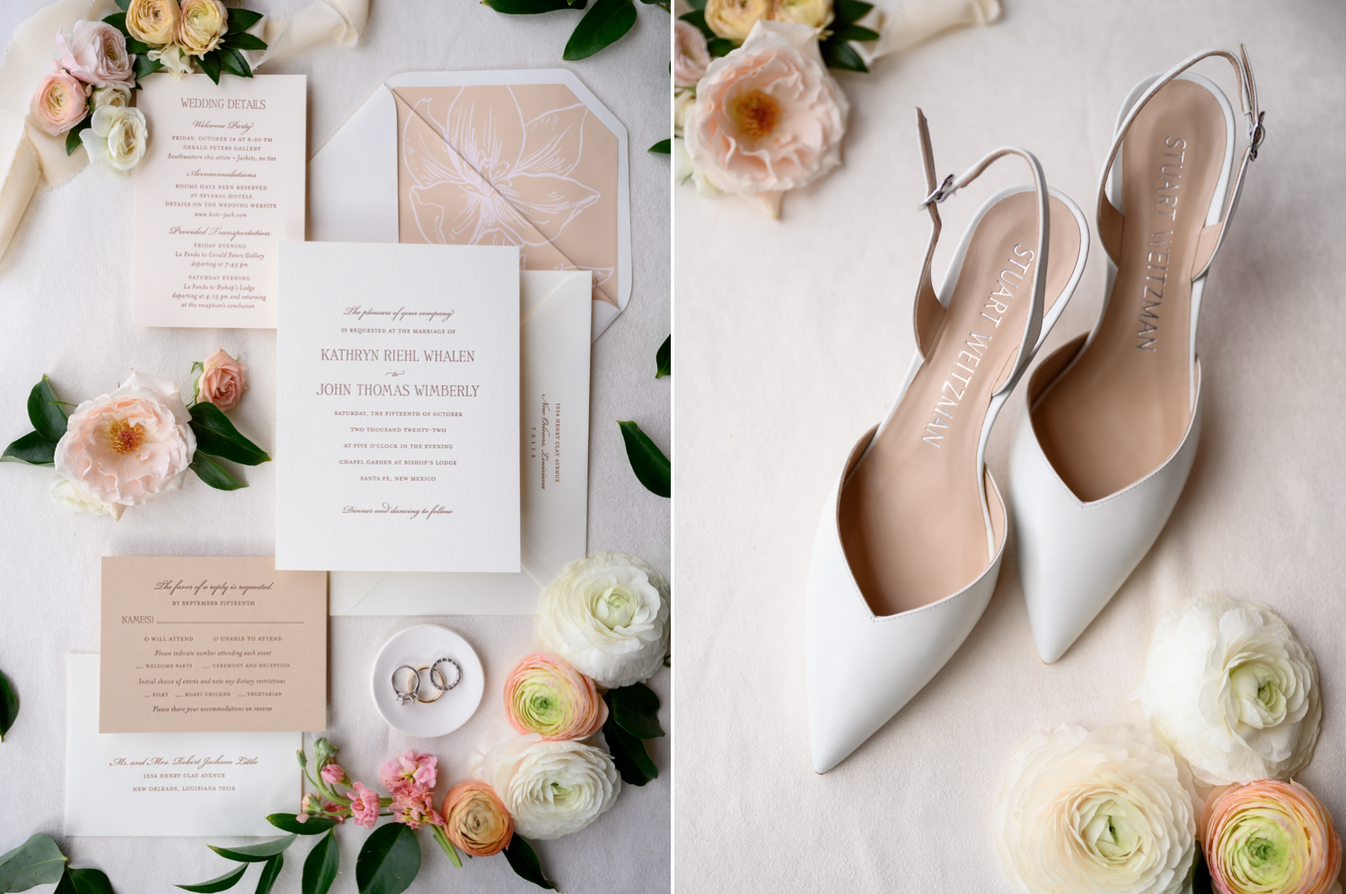 pink pastel wedding invitations
Stuart Weitzman white wedding heels 