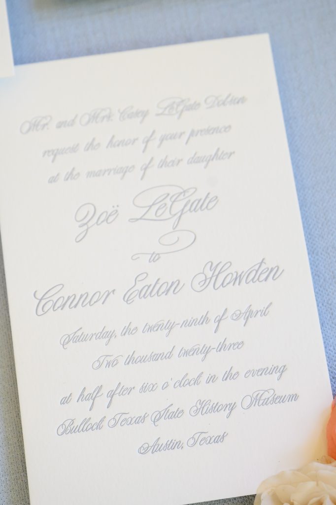 pastel blue wedding invitation