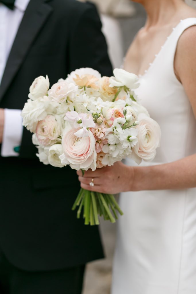 white and pink pastel bridal bouquet