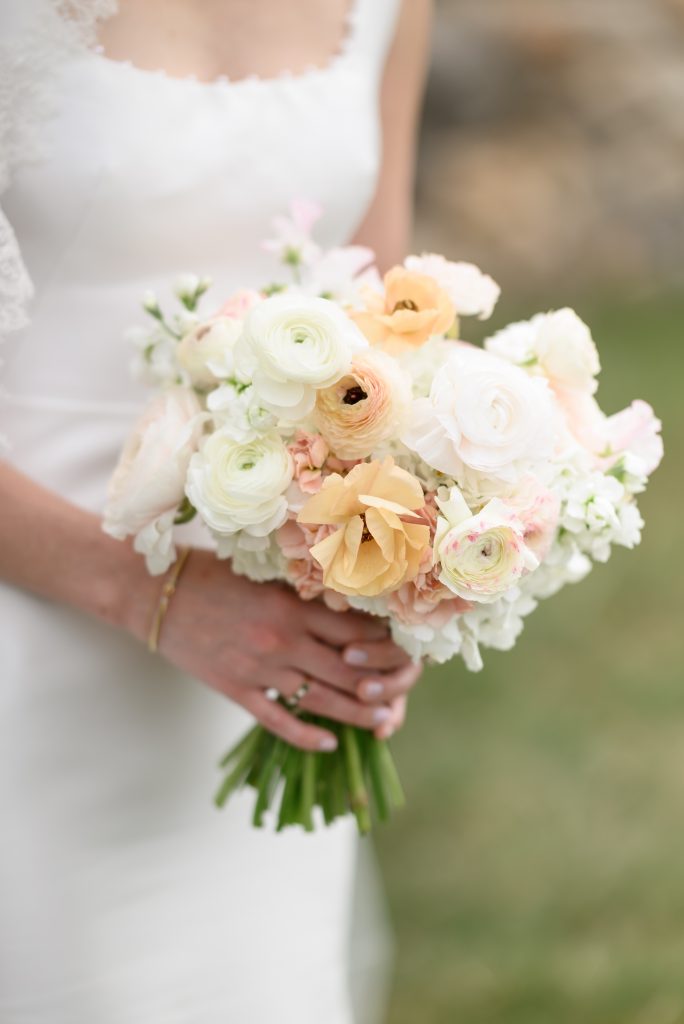 pink, orange and white bridal bouquet