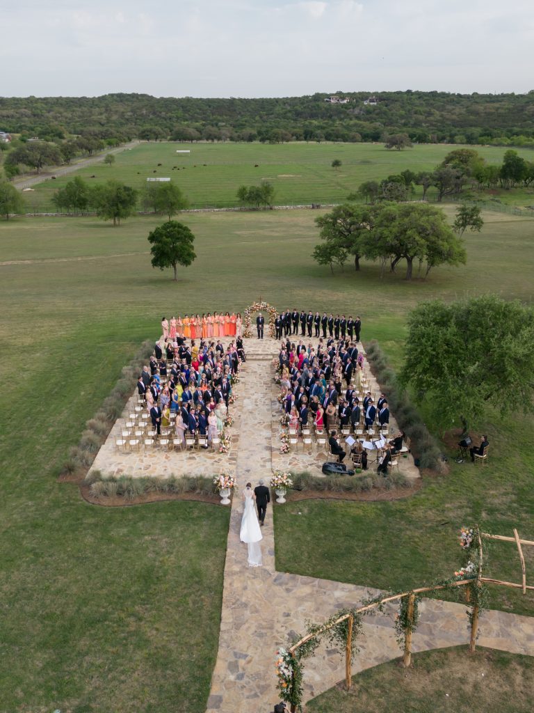 overhead shot of wedding ceremony