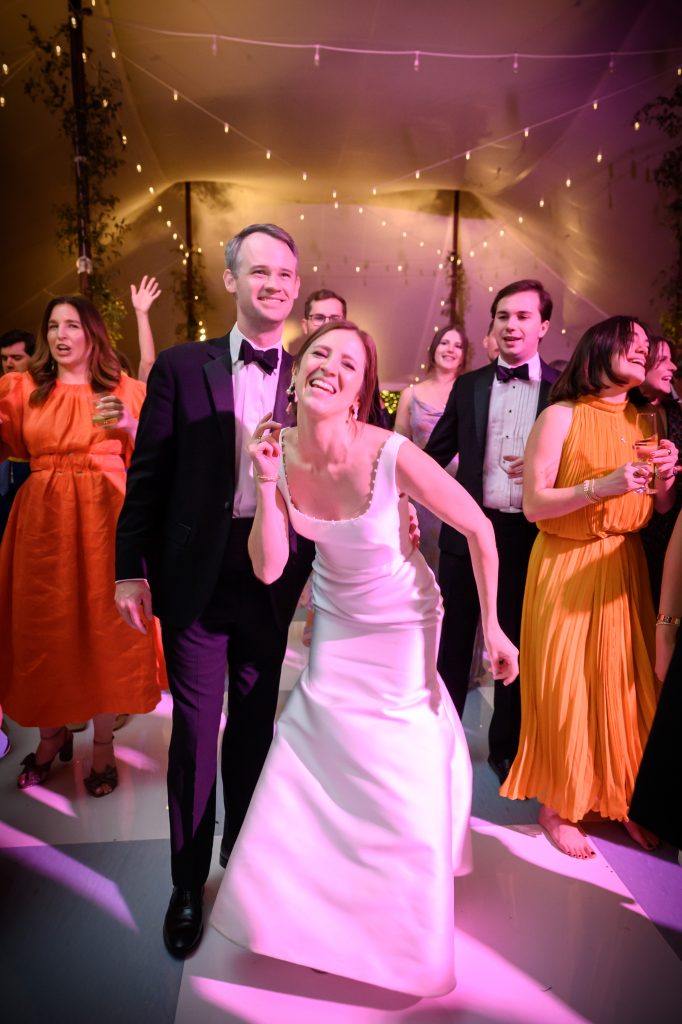 bride and groom dancing