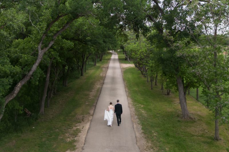 overhead shot of bride and groom