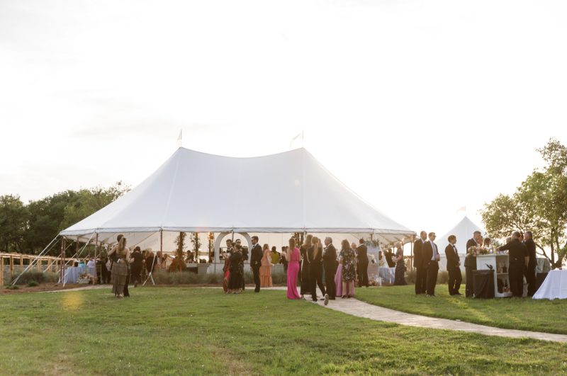 wedding guests at cocktail hour