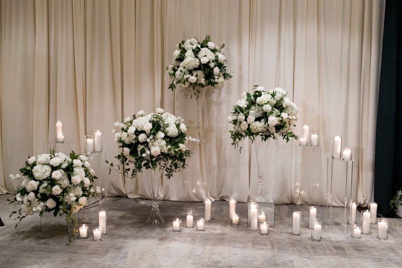 white florals and candles