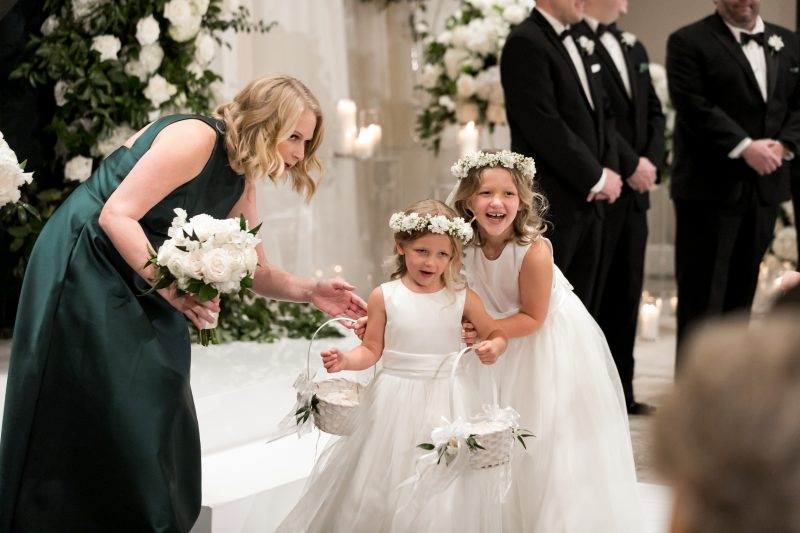 flower girls laughing