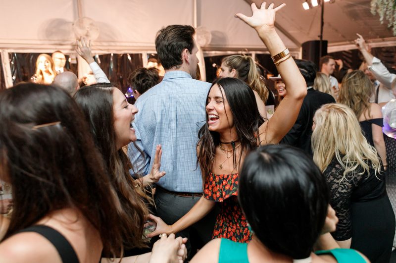 guests dancing at the wedding reception