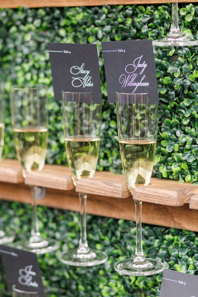 champagne wall with table settings