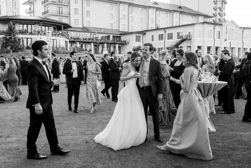 Stunning black and white of celebration at Omni Barton Creek Wedding