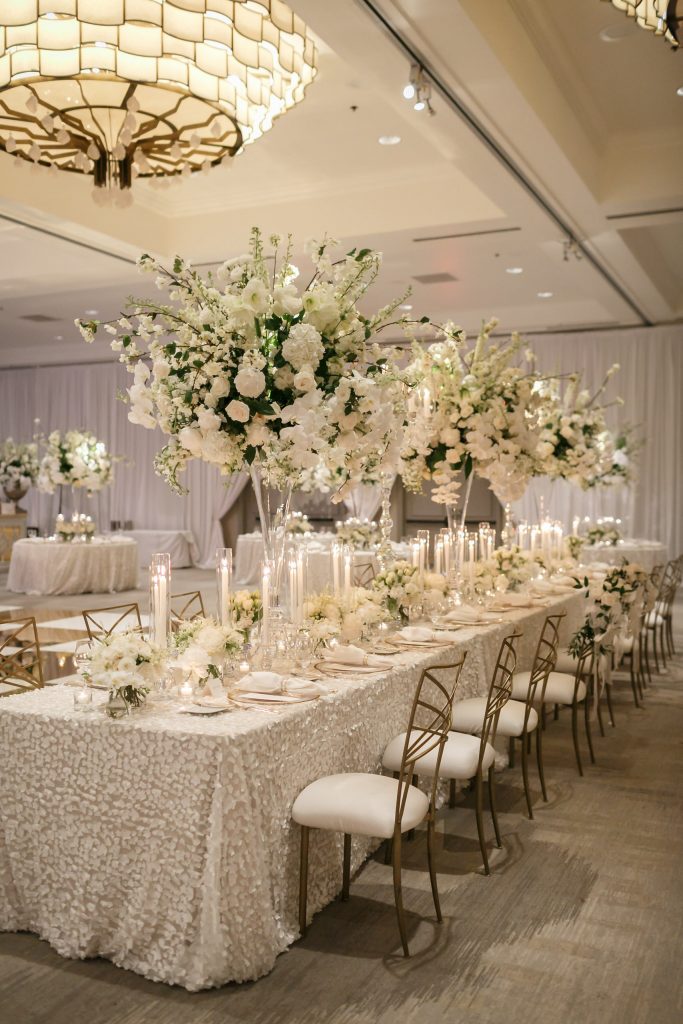 White floral inside the four seasons ballroom