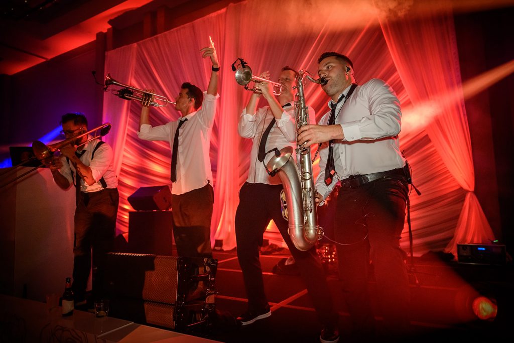 A wedding reception at the Brazos Ballroom at the Omni Barton Creek Resort