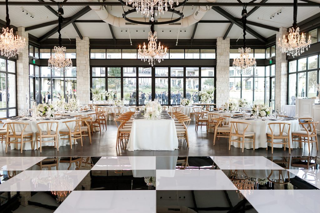 A checkered dance floor at the Omni Barton Creek Resort & Spa