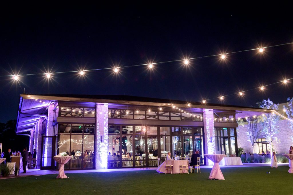 The Barton Creek Resort pavilion set up at night