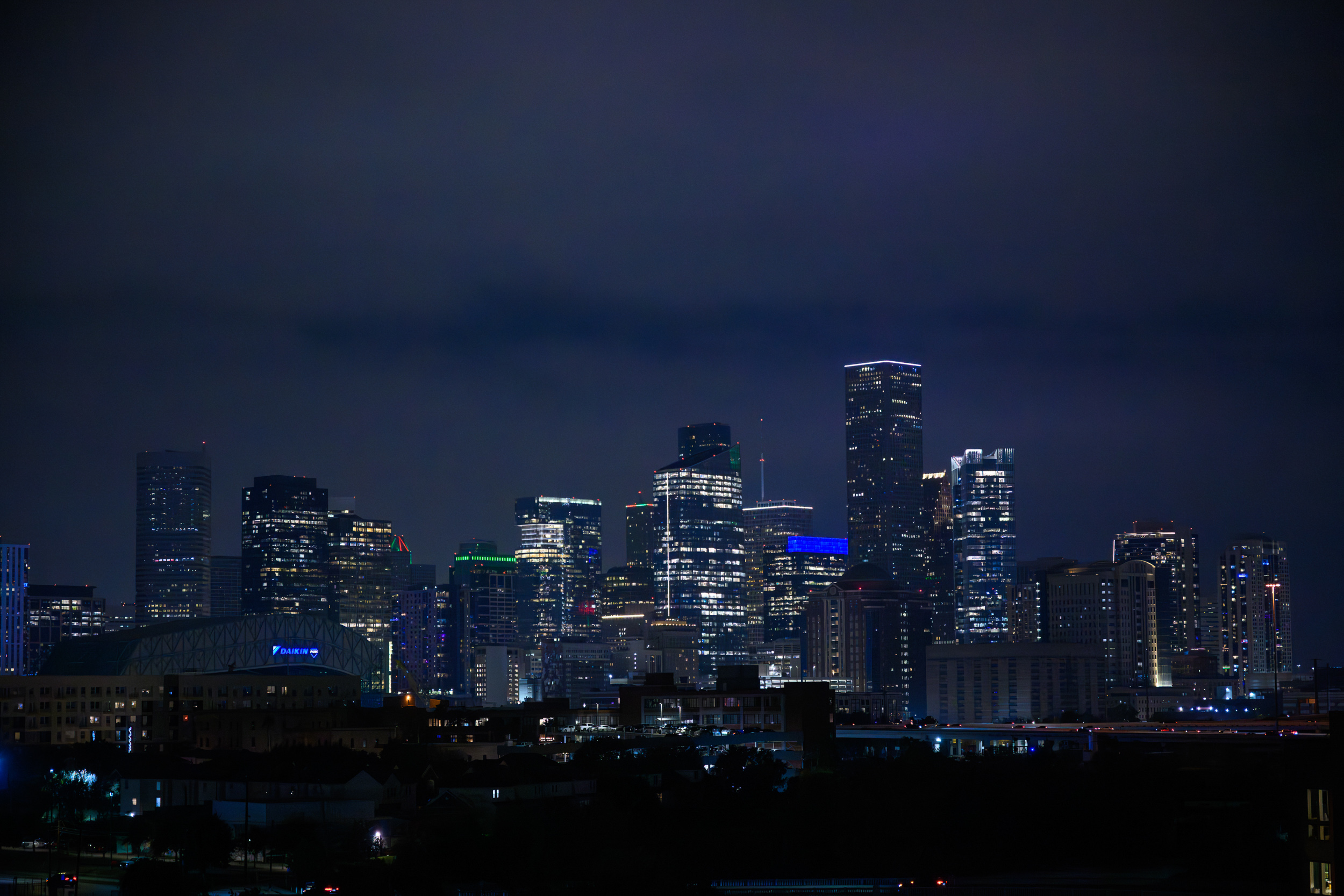 Skyline at night by Houston Wedding Photographer Jenny DeMarco