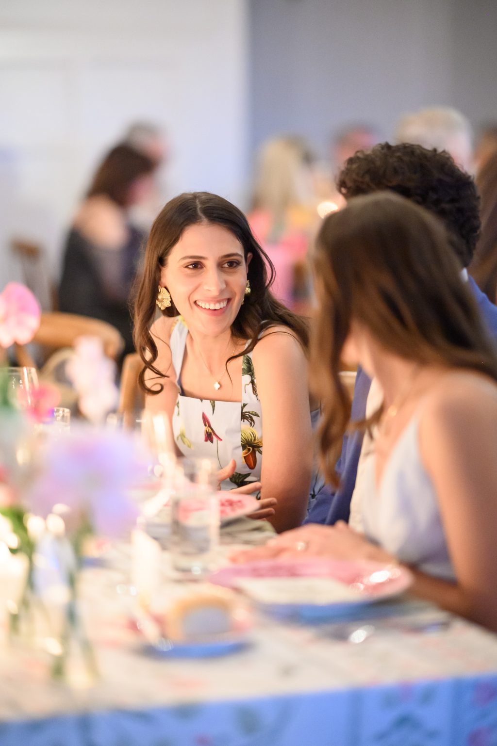 Candid guest moment at an intimate Austin rehearsal dinner