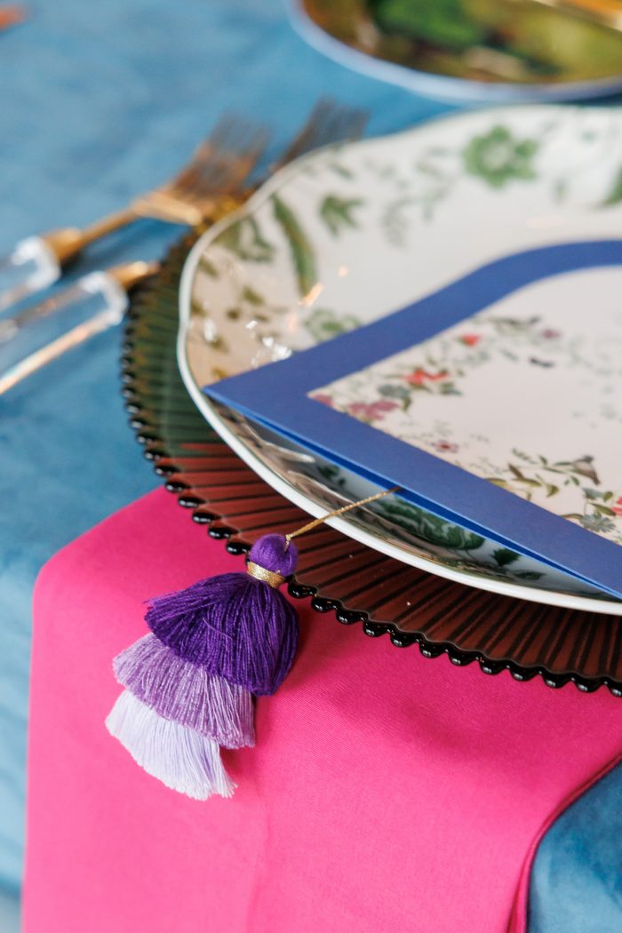 custom menu cards with a tassle to pull the insert out