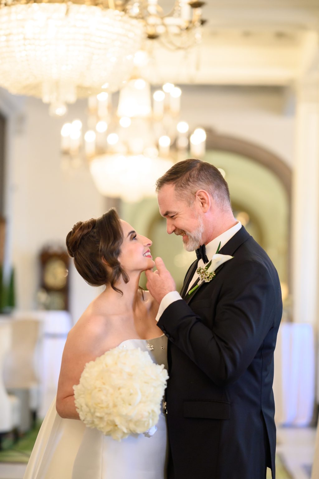 Bride and groom sharing a quiet moment before their wedding ceremony