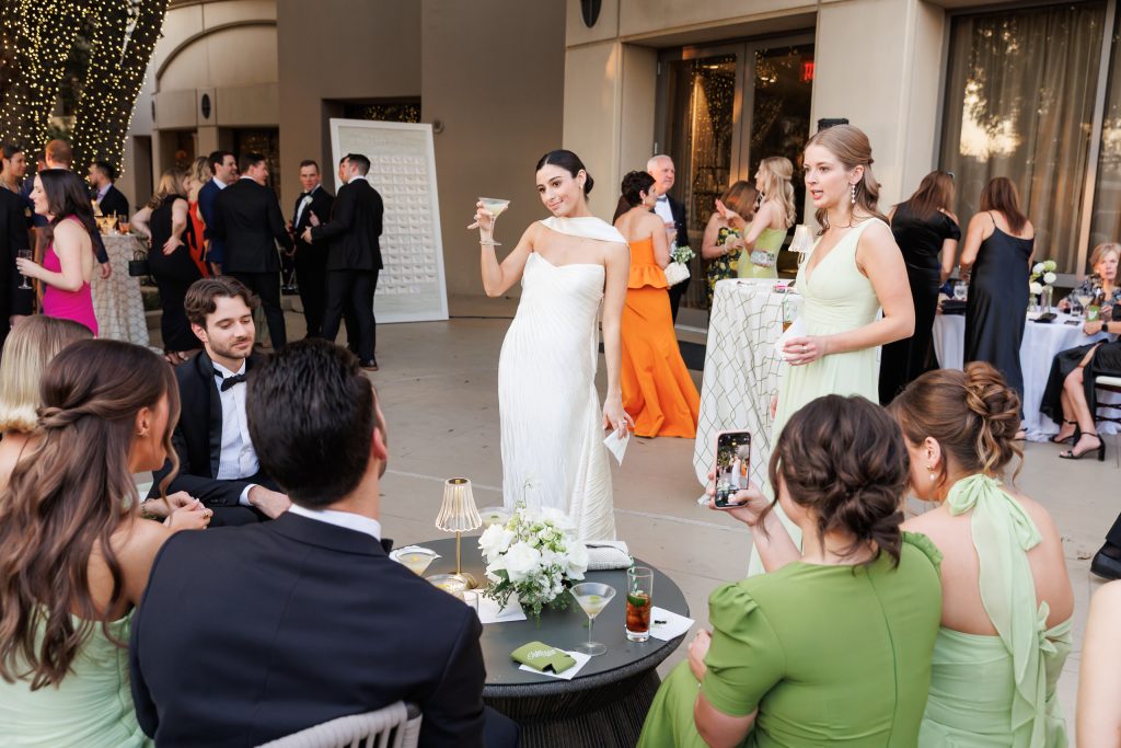 Bride entering her cocktail hour on the Terrace