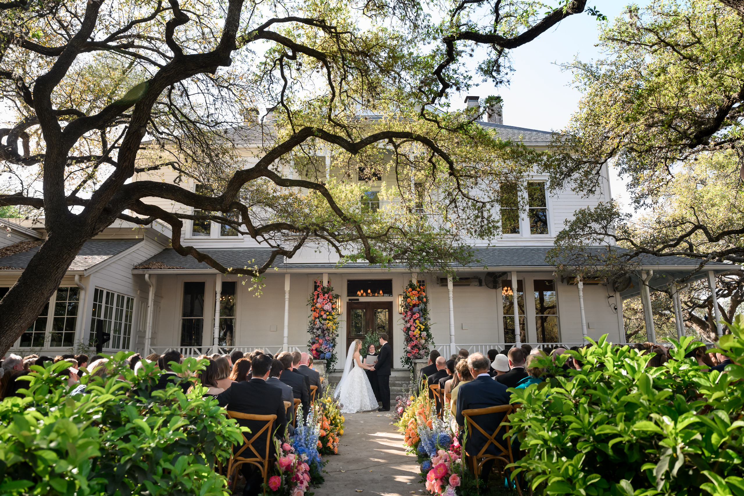 Ceremony on the porch at Mattie's Austin