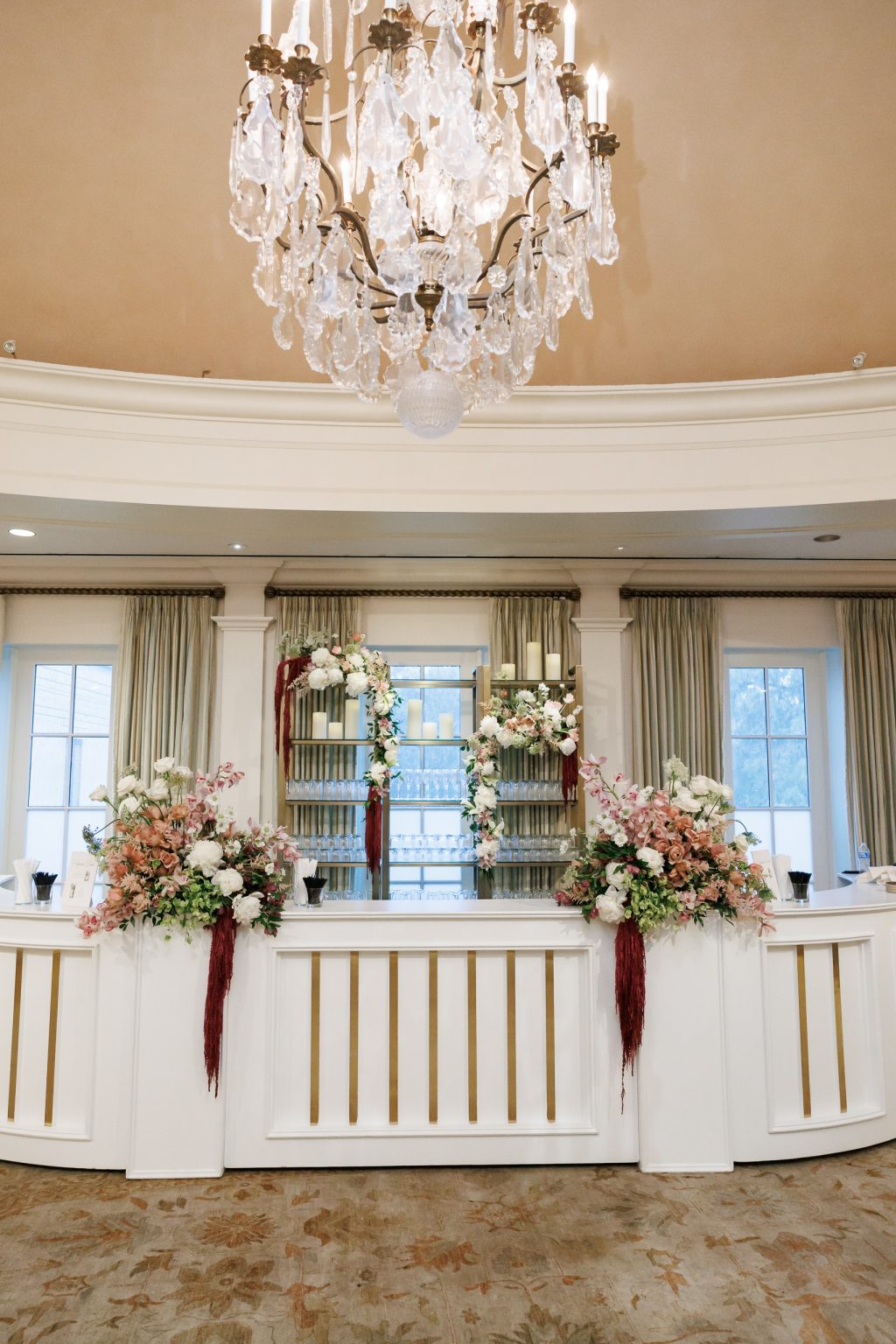 A bar set up in the salon in the River Oaks Country Club